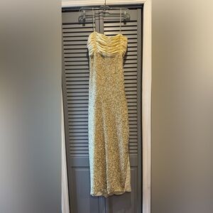 Scala Strapless Cream and Gold Dress